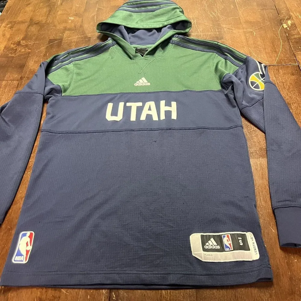 Utah‎ Jazz Adidas Hooded Pullover Mens Size Small Navy Blue & Green